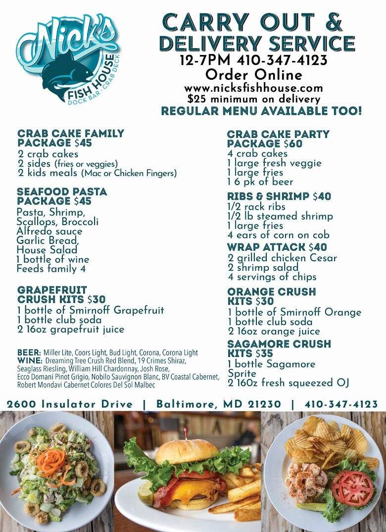 Nicks Fish House - Baltimore, MD menu_pic