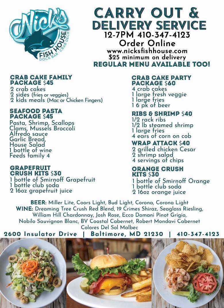 Nicks Fish House - Baltimore, MD menu_pic