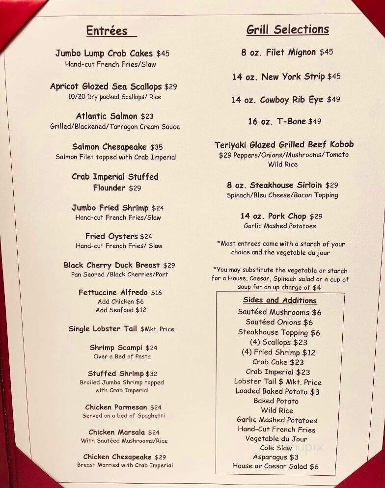 Red Horse Steak House - Frederick, MD menu_pic