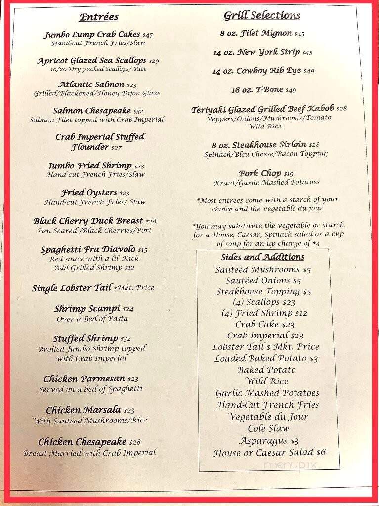 Red Horse Steak House - Frederick, MD menu_pic