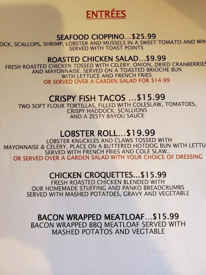 Garrison's Bar & Grill - North Billerica, MA menu_pic