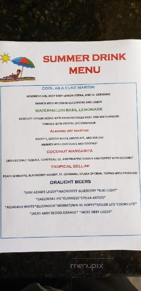 Garrison's Bar & Grill - North Billerica, MA menu_pic