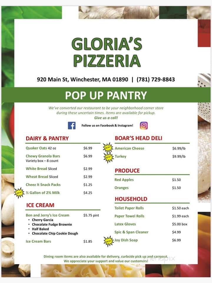Gloria Pizzeria - Winchester, MA menu_pic