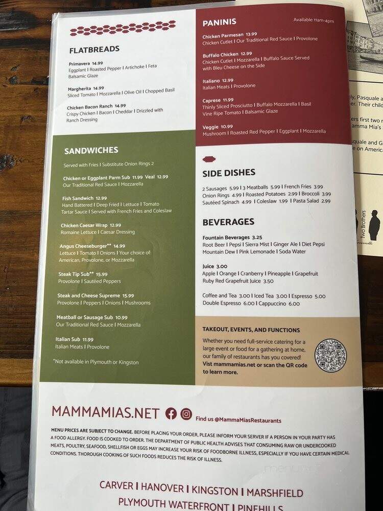 Mamma Mia's Restaurant - Plymouth, MA menu_pic