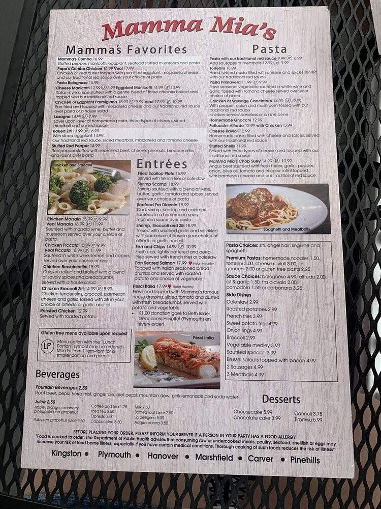 Mamma Mia's Restaurant - Plymouth, MA menu_pic