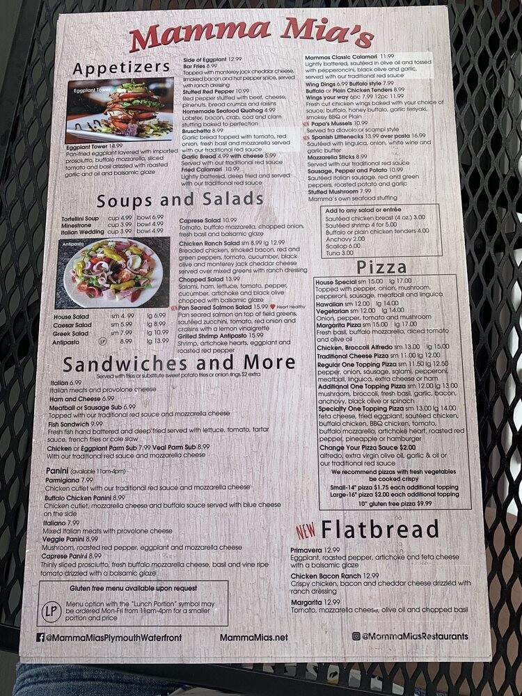 Mamma Mia's Restaurant - Plymouth, MA menu_pic