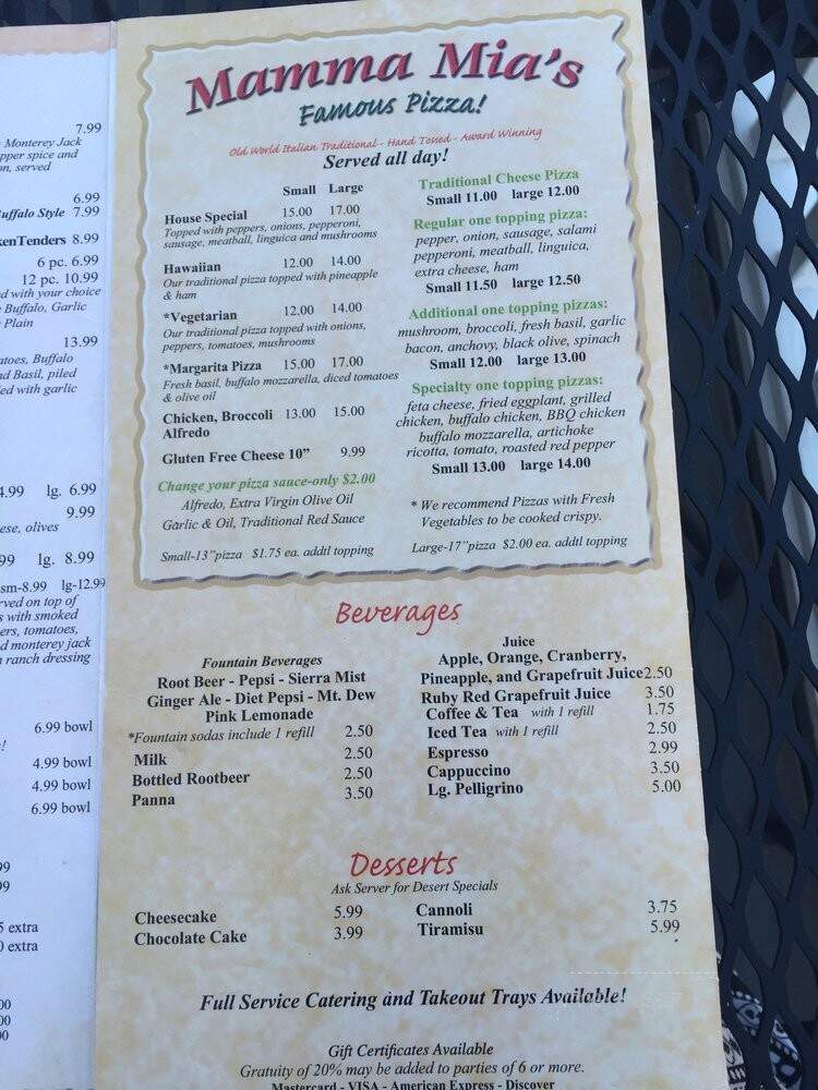 Mamma Mia's Restaurant - Plymouth, MA menu_pic