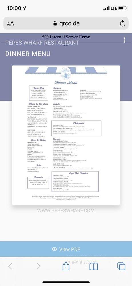Pepe's Wharf Restaurant - Provincetown, MA menu_pic