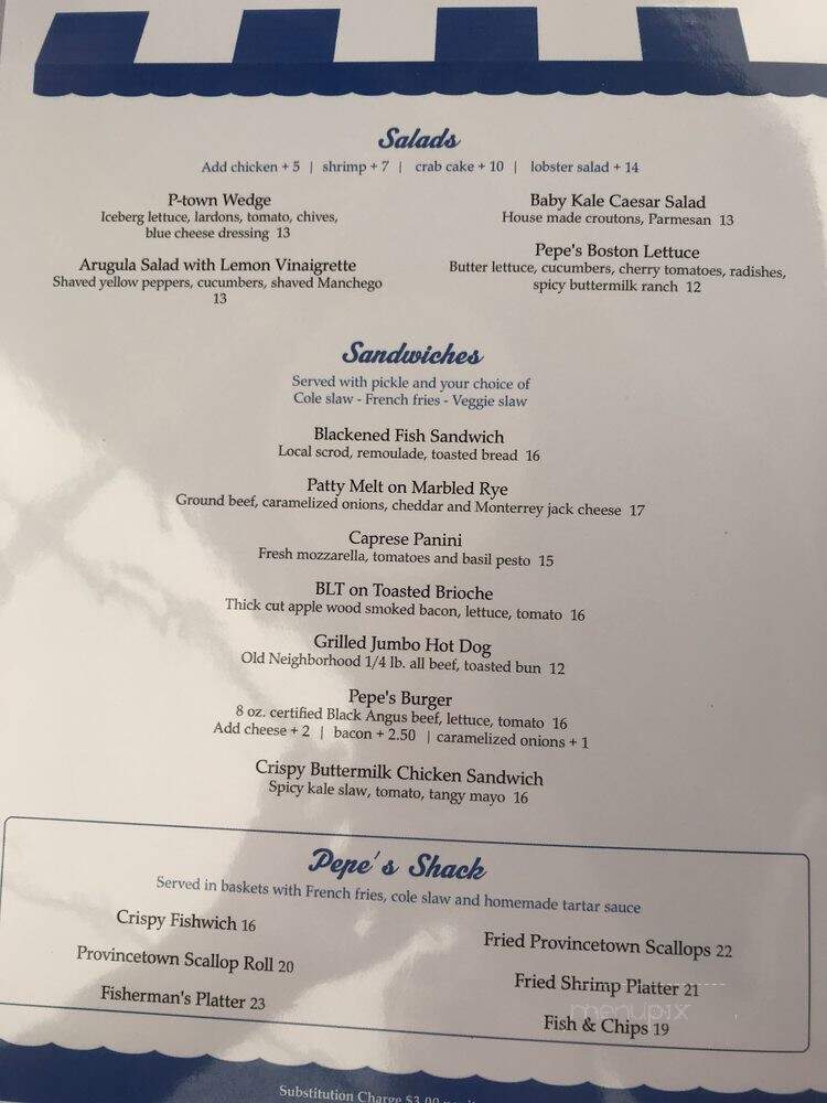 Pepe's Wharf Restaurant - Provincetown, MA menu_pic