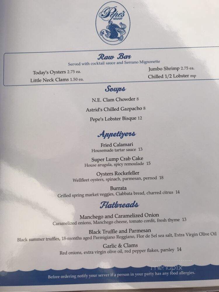 Pepe's Wharf Restaurant - Provincetown, MA menu_pic