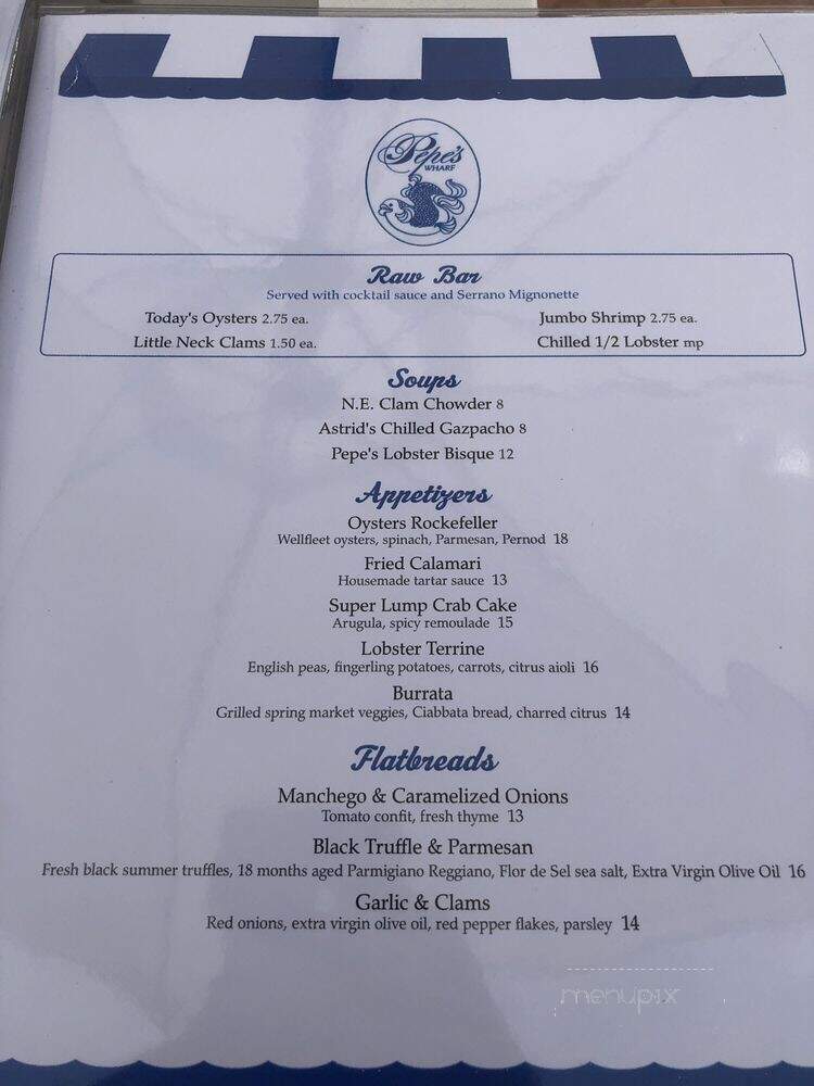 Pepe's Wharf Restaurant - Provincetown, MA menu_pic