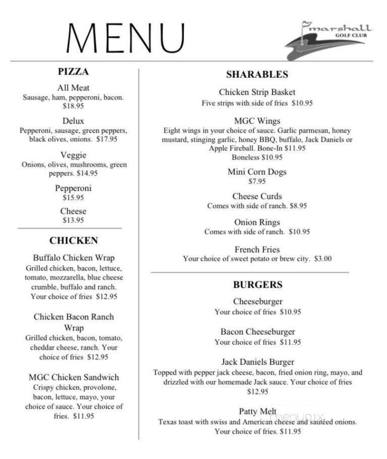 Marshall Golf Club - Marshall, MN menu_pic