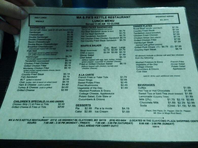 Ma & Pa's Kettle - Kansas City, MO menu_pic