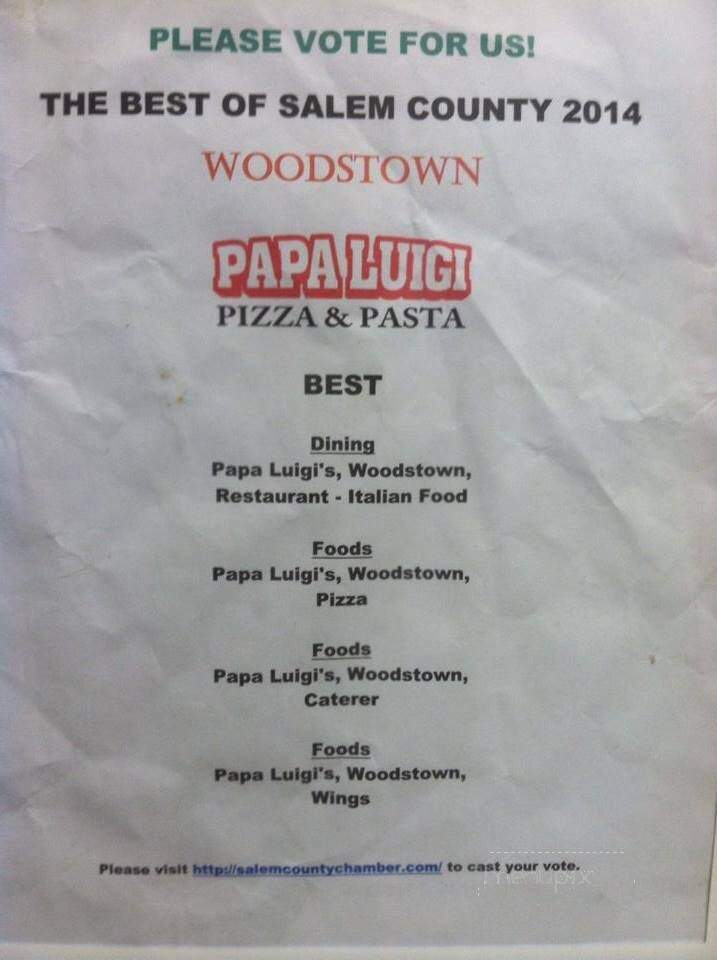 Papa Luigi's Pizzeria in Woodstown - Restaurant menu and reviews