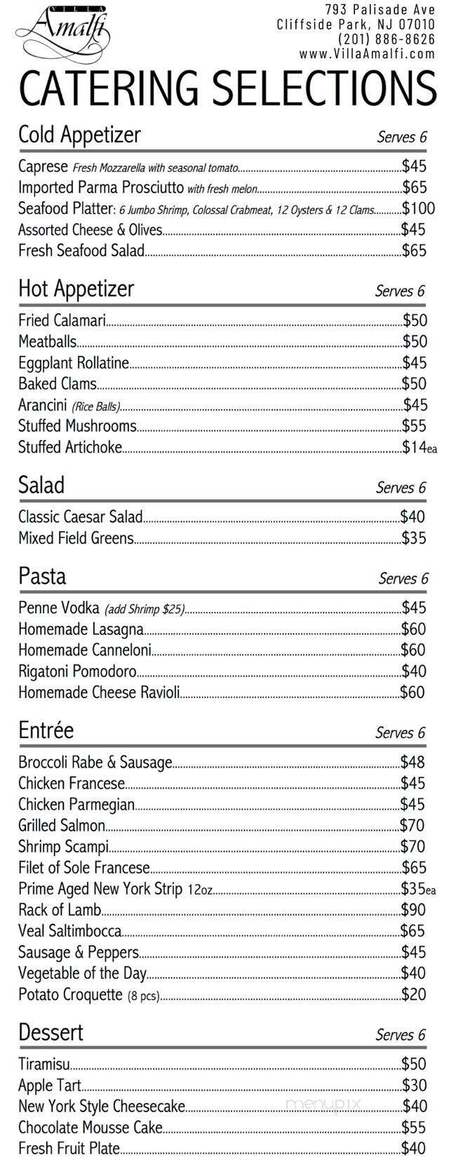 Villa Amalfi Ristorante - Cliffside Park, NJ menu_pic