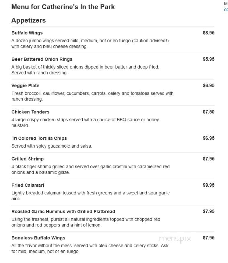 Catherine's In The Park - Saratoga Springs, NY menu_pic