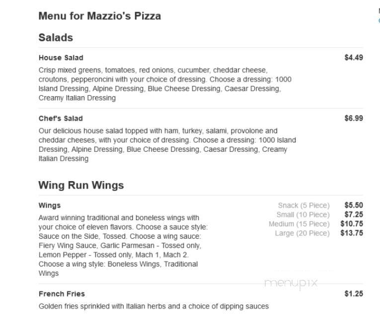 Mazzio's Pizza - Tulsa, OK menu_pic