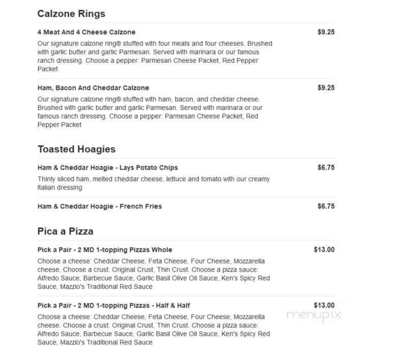 Mazzio's Pizza - Tulsa, OK menu_pic