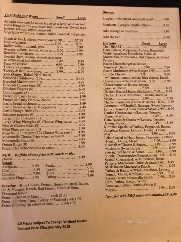Dals Pizza - Trevorton, PA menu_pic