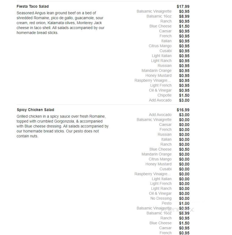 Fresco Pizza & Grill - Newtown Square, PA menu_pic