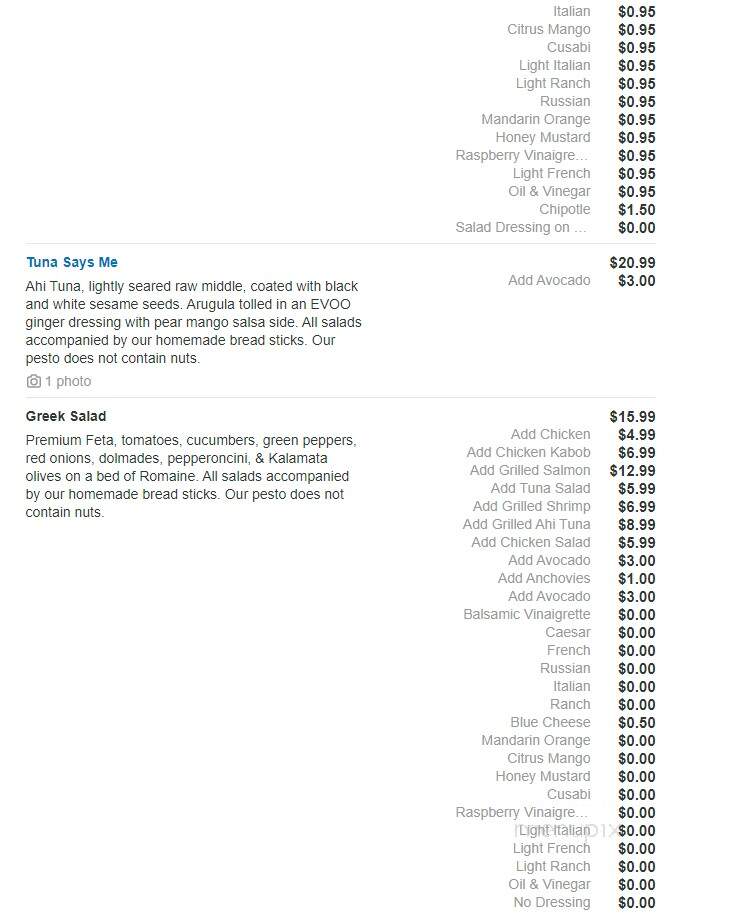Fresco Pizza & Grill - Newtown Square, PA menu_pic