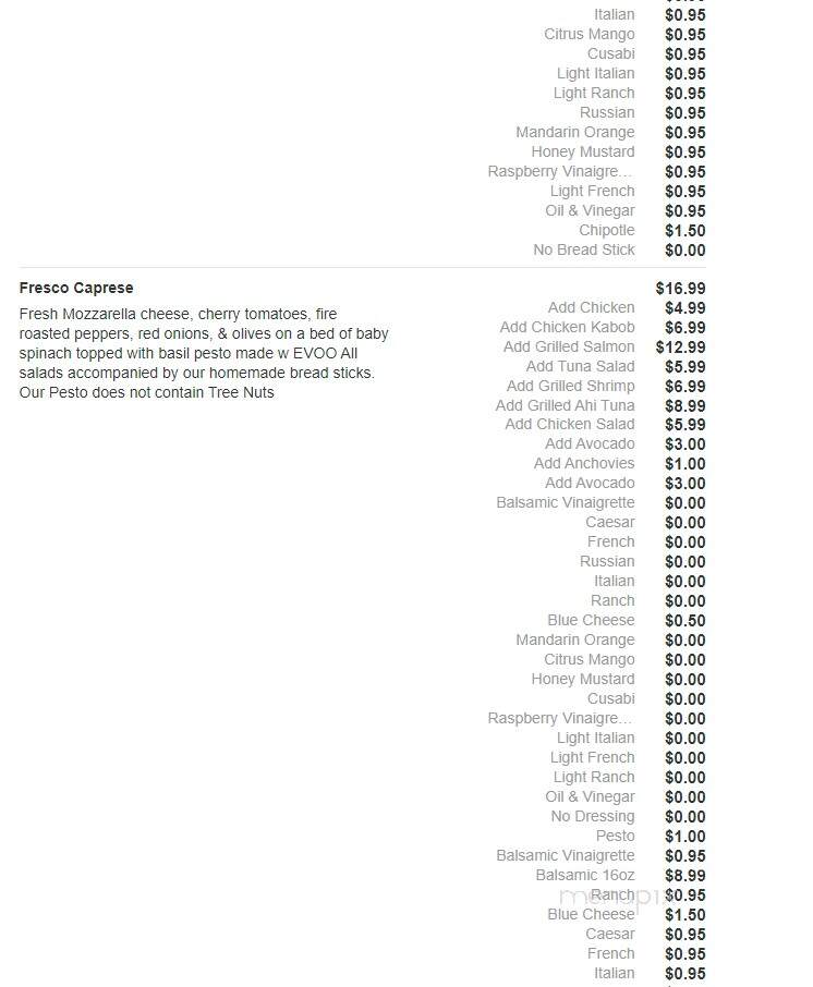 Fresco Pizza & Grill - Newtown Square, PA menu_pic