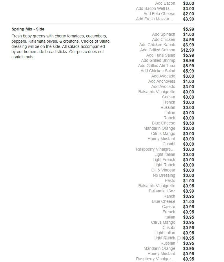 Fresco Pizza & Grill - Newtown Square, PA menu_pic