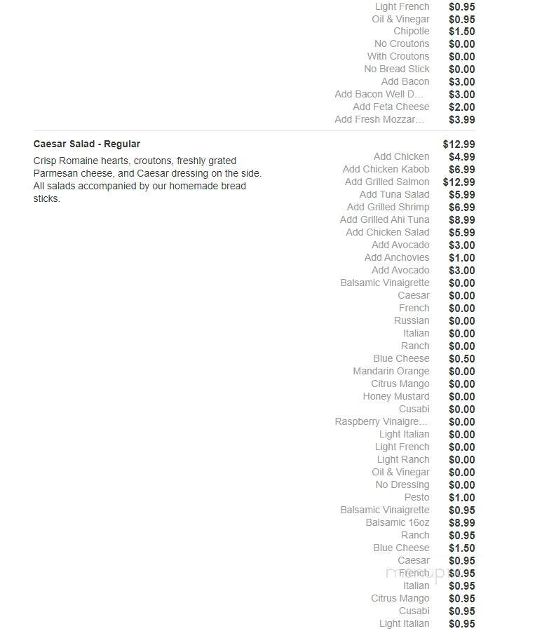 Fresco Pizza & Grill - Newtown Square, PA menu_pic