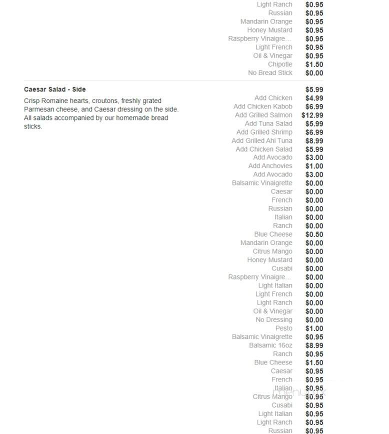 Fresco Pizza & Grill - Newtown Square, PA menu_pic
