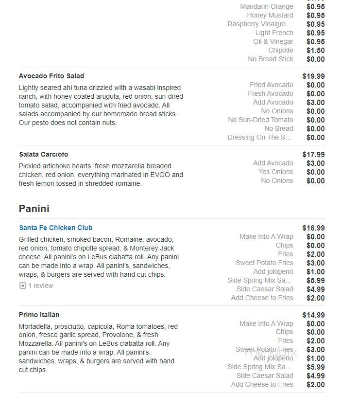 Fresco Pizza & Grill - Newtown Square, PA menu_pic