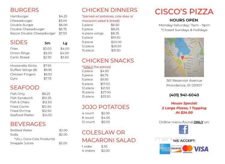 Cisco's Pizza - Providence, RI menu_pic