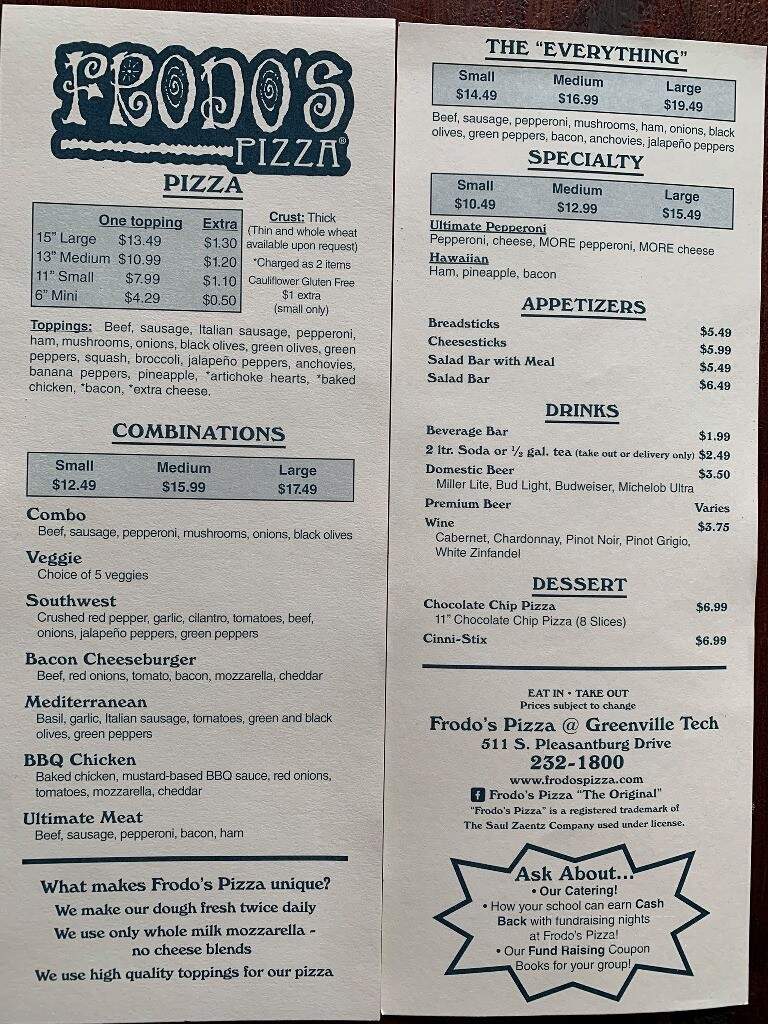 Frodo's Pizza - Greenville, SC