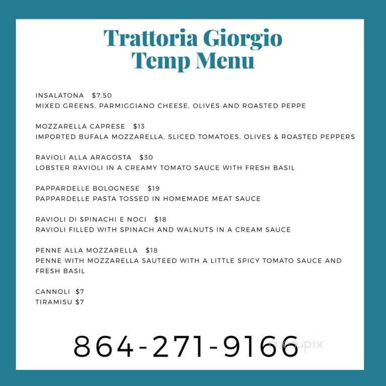 Trattoria Giorgio - Greenville, SC menu_pic