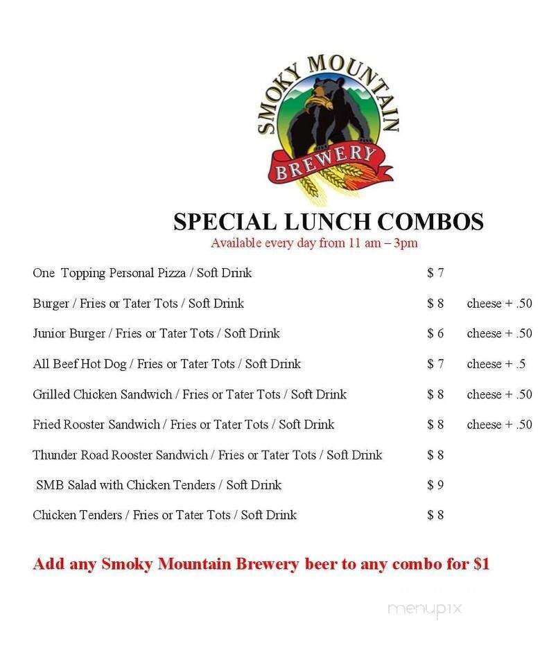 Smoky Mountain Brewery - Pigeon Forge, TN menu_pic