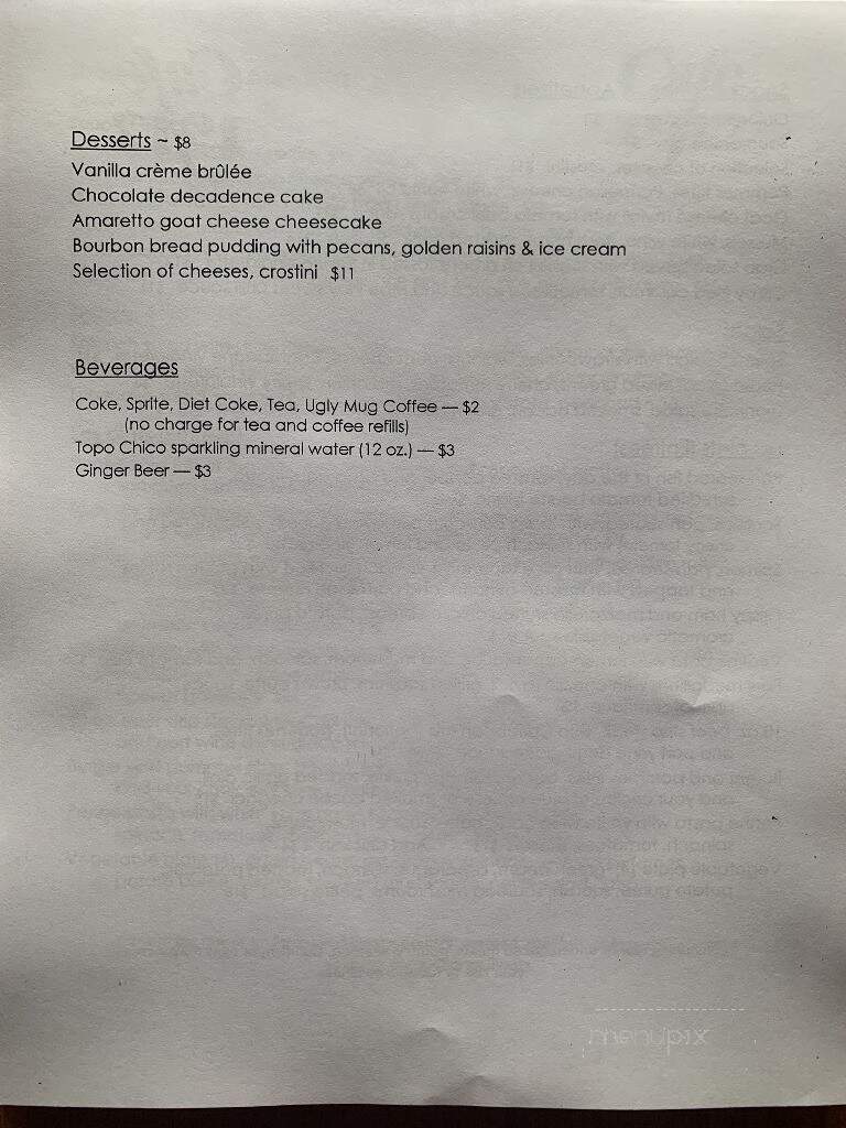 Cafe 1912 - Memphis, TN menu_pic
