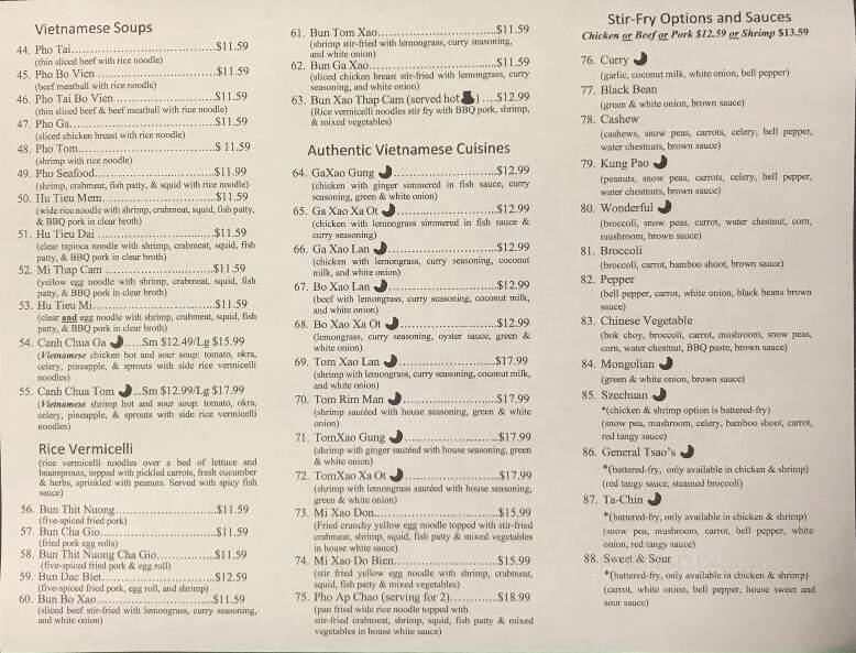 Pho Hoa Binh - Memphis, TN menu_pic