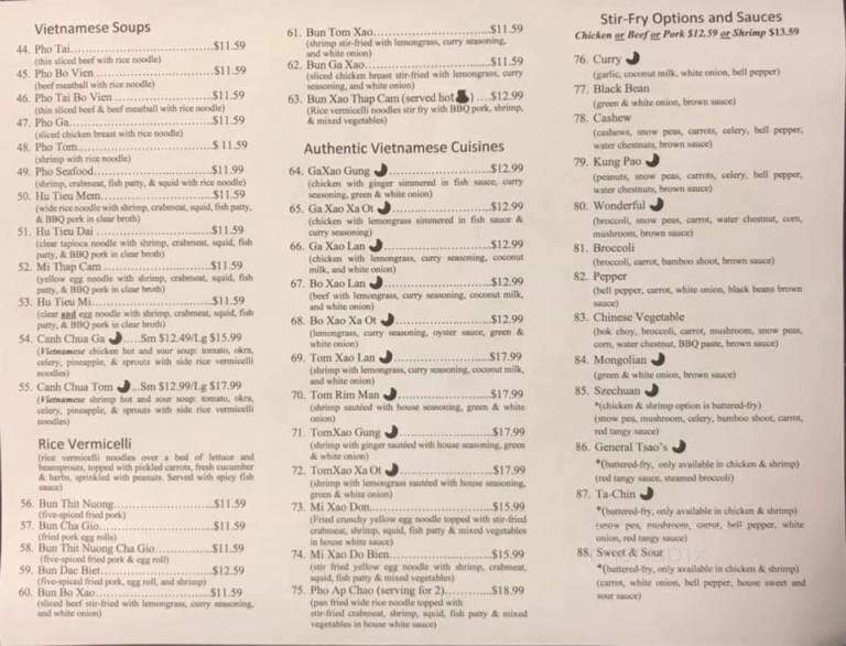 Pho Hoa Binh - Memphis, TN menu_pic