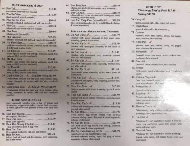 Pho Hoa Binh - Memphis, TN menu_pic