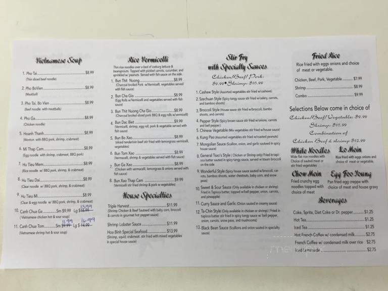 Pho Hoa Binh - Memphis, TN menu_pic