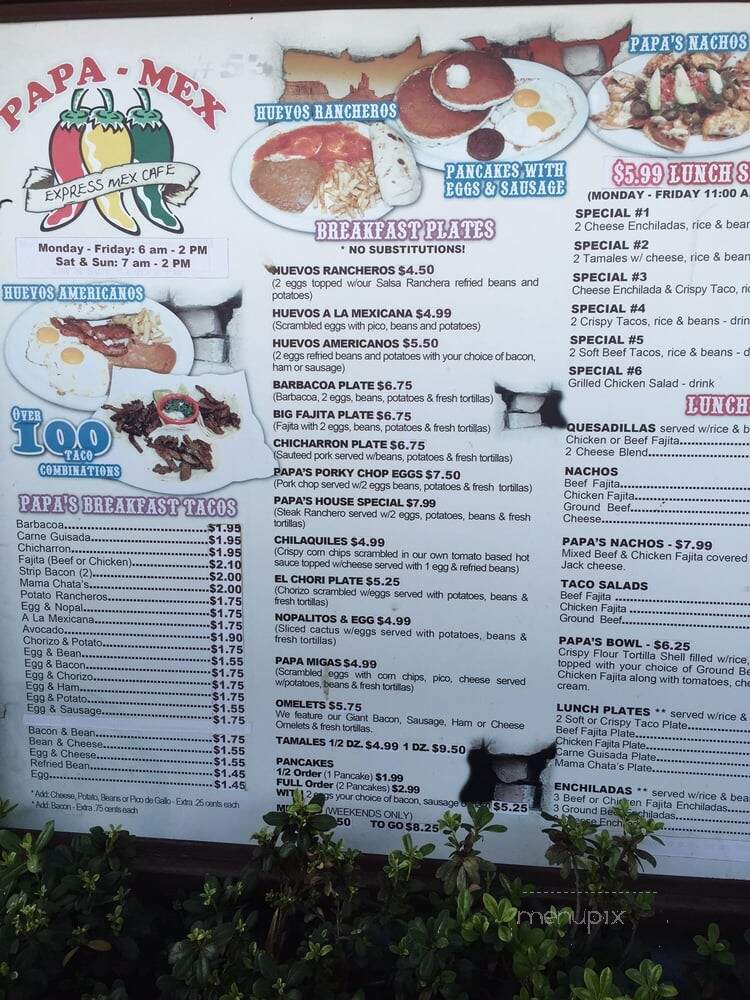 Papa Mex - Rosenberg, TX menu_pic