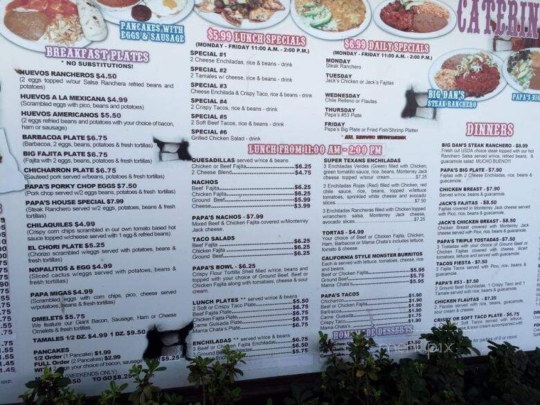 Papa Mex - Rosenberg, TX menu_pic