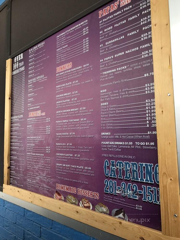 Papa Mex - Rosenberg, TX menu_pic