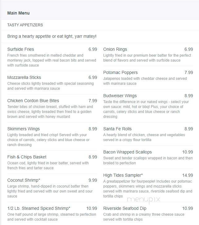 High Tidez Of The Potomac - Colonial Beach, VA menu_pic