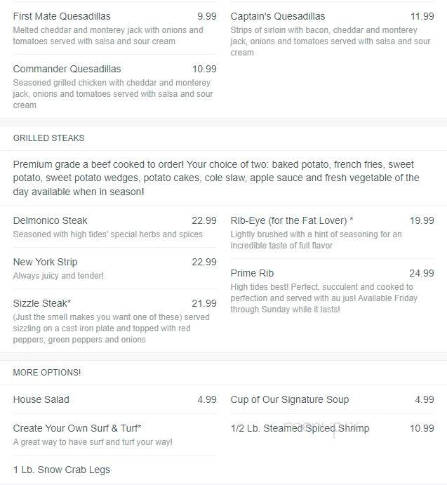 High Tidez Of The Potomac - Colonial Beach, VA menu_pic