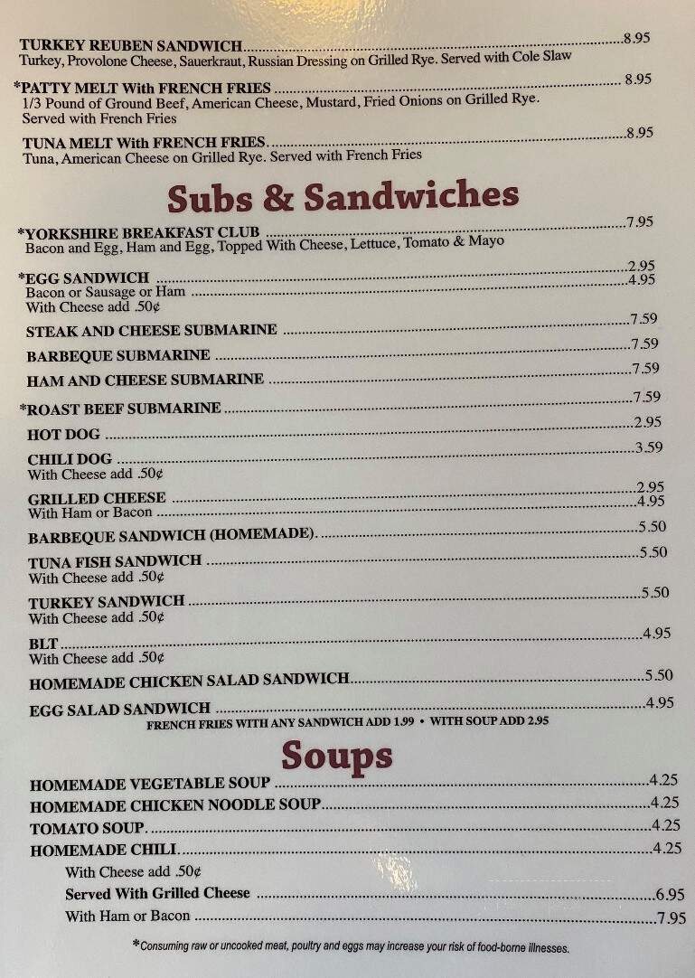 Yorkshire Restaurant - Manassas, VA menu_pic