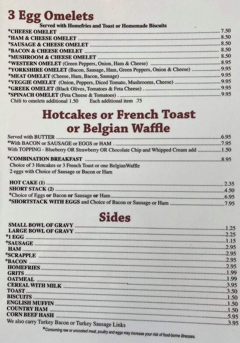 Yorkshire Restaurant - Manassas, VA menu_pic