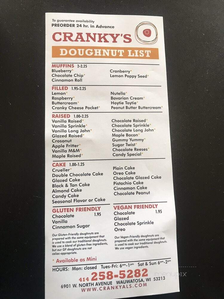 Cranky Al's Bakery & Pizza - Milwaukee, WI menu_pic