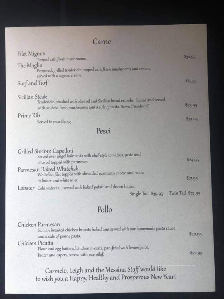 Messina 2 - Saukville, WI menu_pic