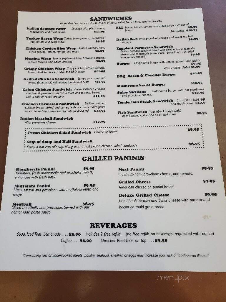 Messina 2 - Saukville, WI menu_pic