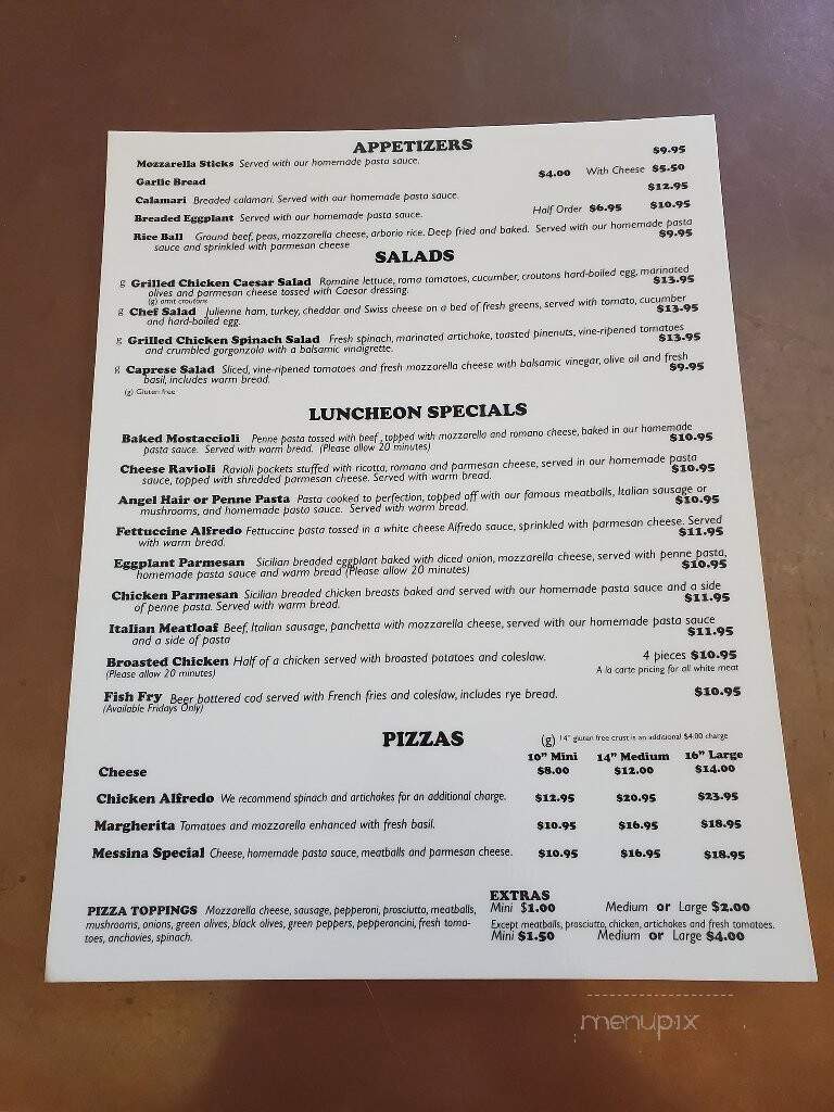 Messina 2 - Saukville, WI menu_pic